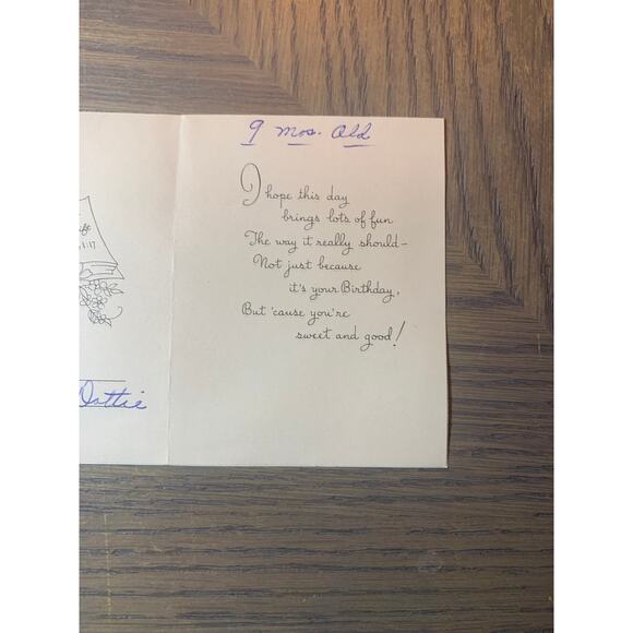 Girl with Kitten Carrying a Flowerpot, Birthday Happiness, 1950s Vintage - Picture 3 of 3